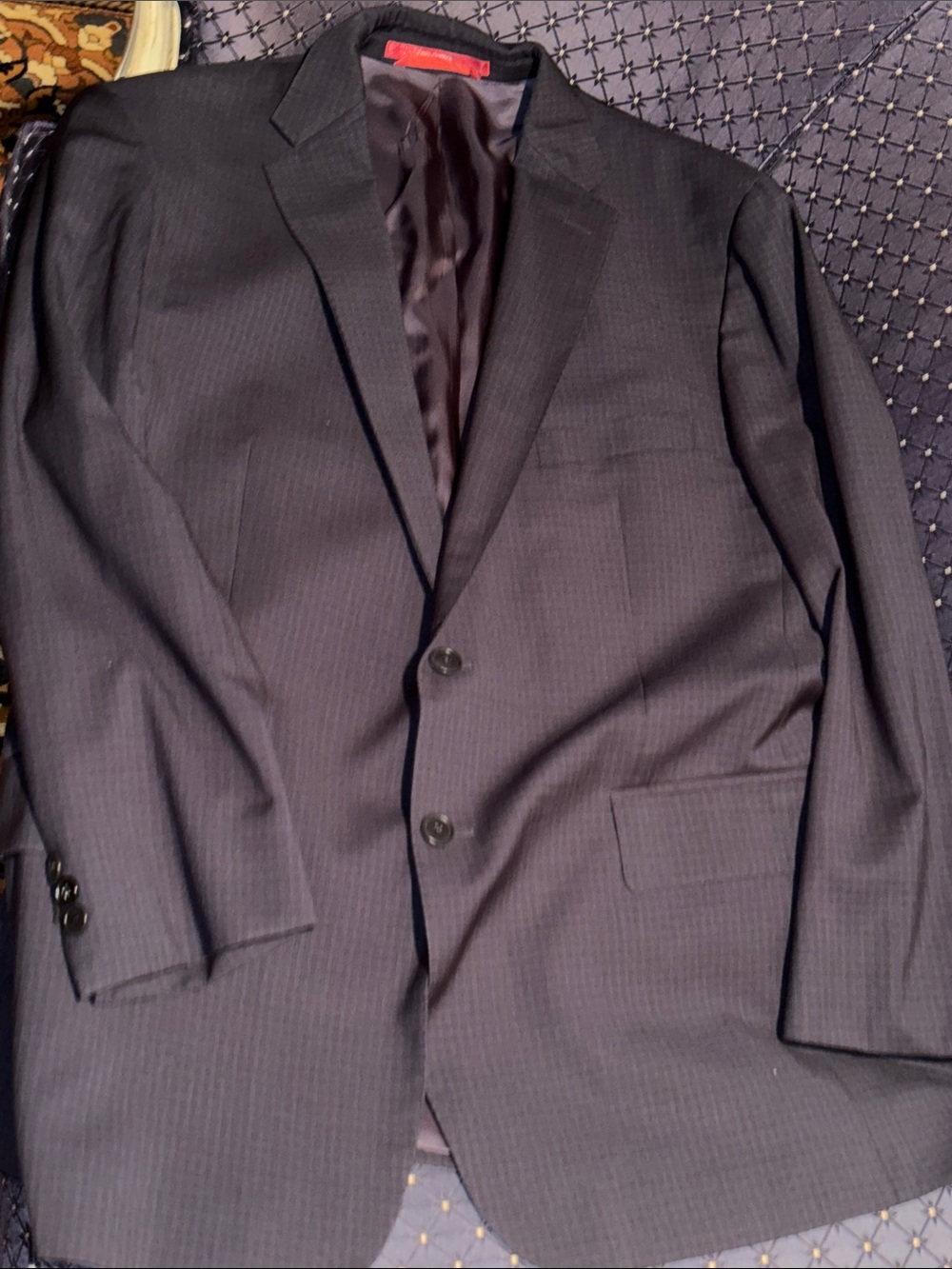 Men's Tailored Dark Navy Pinstripe Suit Jacket